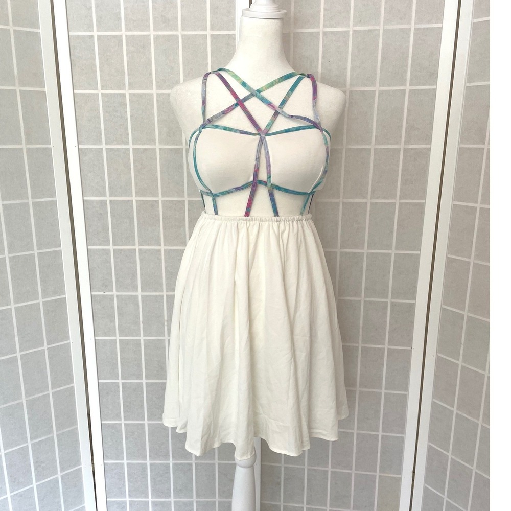 Sabo Skirt NEW White Strappy Dress 8 Festival Y2K Fairycore Honeymoon LWD Whimsy